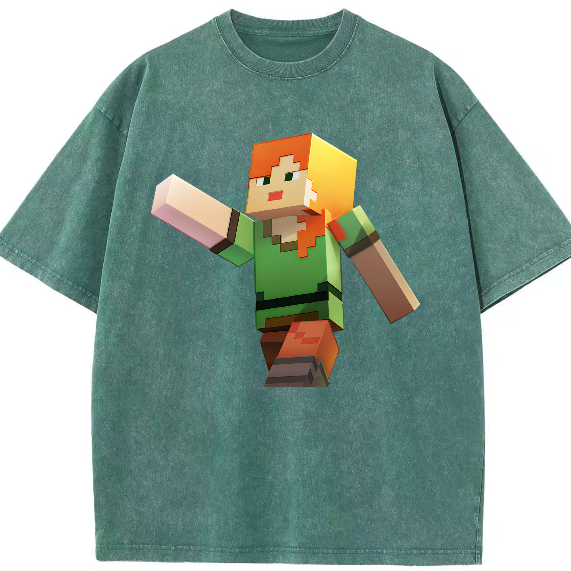 （画像用） マインクラフト ブロックの世界 Minecraft MC Block world 綿100% ヴィンテージ風 半袖Tシャツ（フロントプリント）